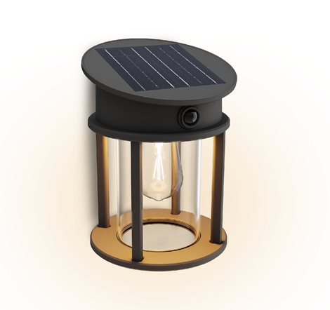 Geri UltraEfficient solární LED svítidlo se senzorem 3,2W 500lm 2700K IP44 kulaté, antracit 3