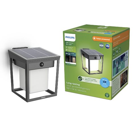 Blaise UltraEfficient solární LED svítidlo se senzorem 1,5W 250/20lm 3000K IP44, hranaté, antracit 1