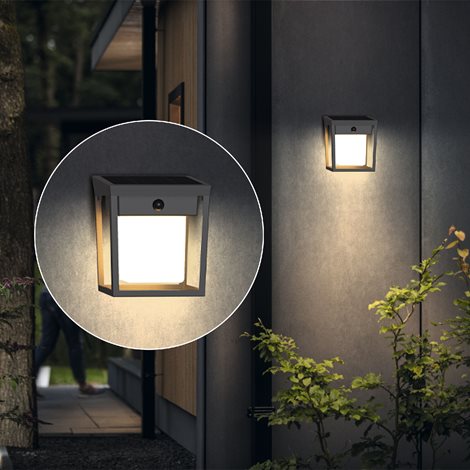 Blaise UltraEfficient solární LED svítidlo se senzorem 1,5W 250/20lm 3000K IP44, hranaté, antracit 6
