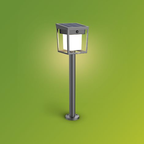 Blaise UltraEfficient solární LED sloupek se senzorem 1,5W 250/20lm 3000K IP44, hranatý, antracit 2