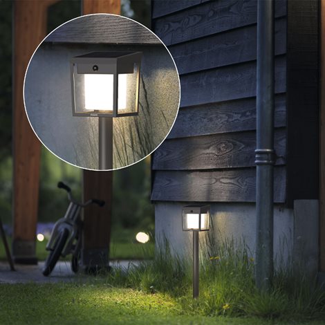 Blaise UltraEfficient solární LED sloupek se senzorem 1,5W 250/20lm 3000K IP44, hranatý, antracit 6