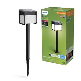 Ezra UltraEfficient solární LED sloupek se senzorem 1,8W 250/25lm 3000K IP44, hranatý, černý