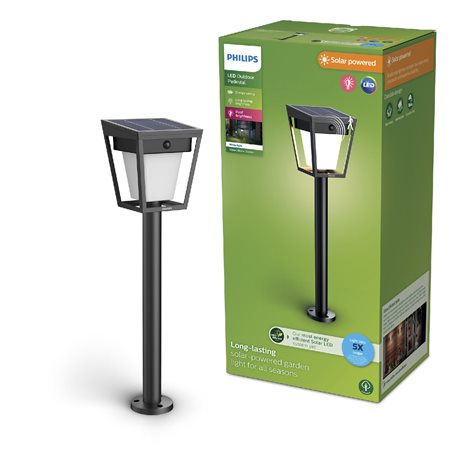 Nissa UltraEfficient solární LED sloupek s pohybovým senzorem 1,8W 250/25lm 3000K IP44, černý 1