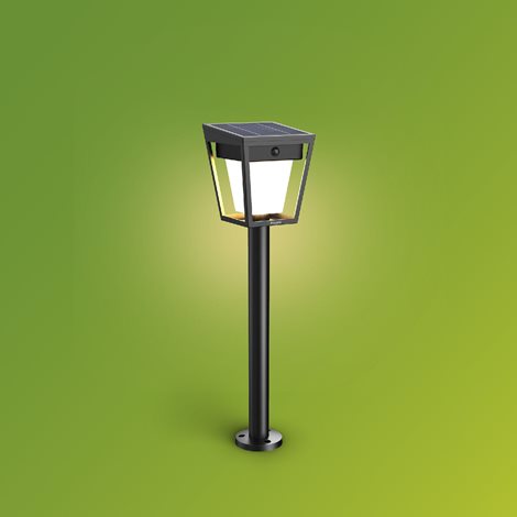 Nissa UltraEfficient solární LED sloupek s pohybovým senzorem 1,8W 250/25lm 3000K IP44, černý 2