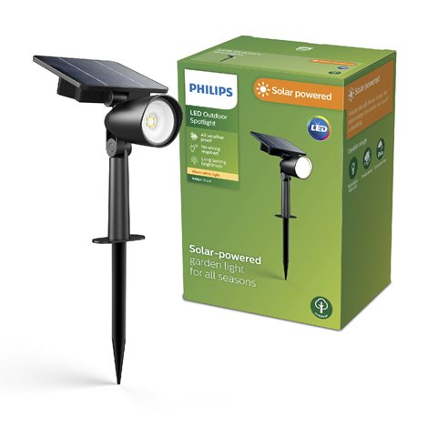 Ashlyn UltraEfficient venkovní solární zemní LED reflektor 1,4W 150lm 2700K IP44, černý 1