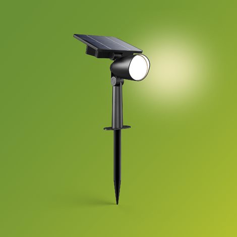 Ashlyn UltraEfficient venkovní solární zemní LED reflektor 1,4W 150lm 2700K IP44, černý 2