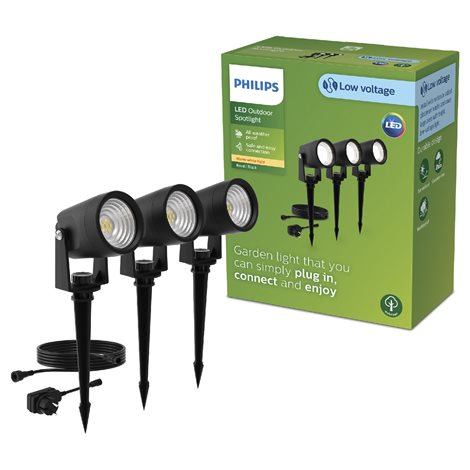 Reuel GardenLink 3x venkovní LED reflektor Low Voltage 3x1,5W 3x180lm 2700K 24V IP44, černý, sada 1