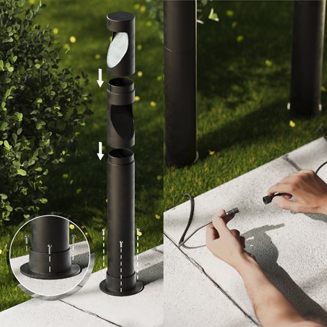 Desi GardenLink 3x venkovní LED sloupek Low Voltage 3x1,5W 3x180lm 2700K 24V IP44 70cm, černý, sada 5