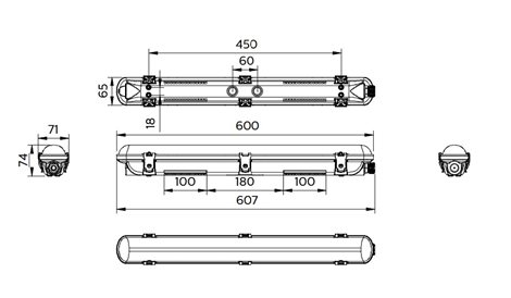 WT065C G3 LED18S/840 PSU L600 BN Prachotěs 16W 1800lm 4000K IK08, napájení pouze z jedné strany, ko 3