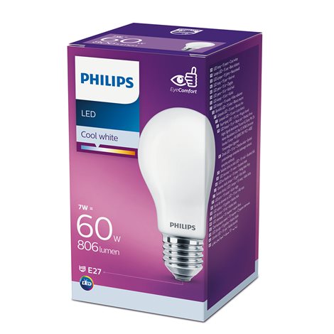 LED žárovka Philips Classic LEDbulb ND 60W A60 E27 840 FR 7W 806lm 4000K 2