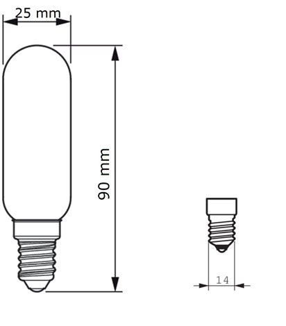 LED classic 25W T25L E14 CL ND RF Žárovka 2,1W 250lm 3