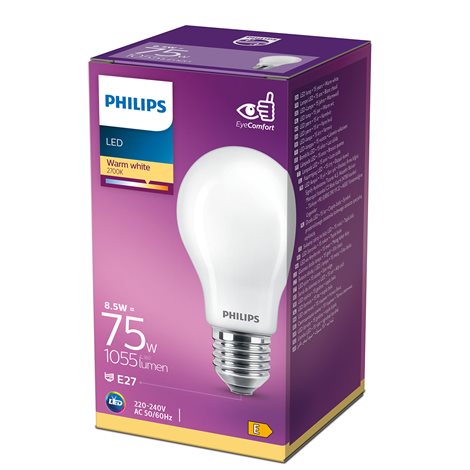 LED žárovka Philips Classic LEDBulb ND 75W E27 827 A60 FR 8,5W 1055lm 2700K 2