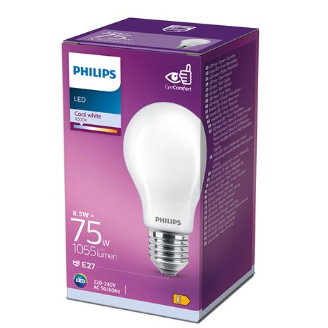 LED žárovka Philips Classic LEDBulb ND 75W E27 840 A60 FR 8,5W 1055lm 4000K 2