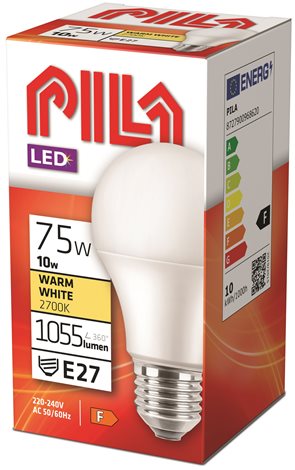 LED žárovka PILA LED 10W-75W A60 E27 827 FR ND 1055lm 2700K 2