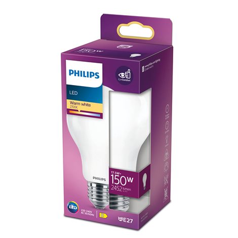 LED žárovka Philips Classic 150W A67 E27 WW FR ND 17,5W 2452lm 2