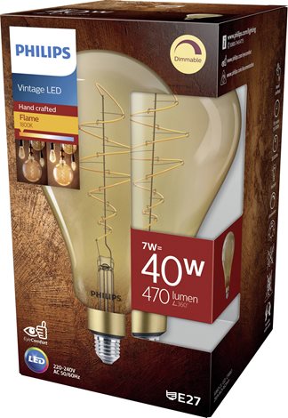 Vintage LED žárovka E27 A160 40W 470lm 1800K stmívatelné, jantarová 2