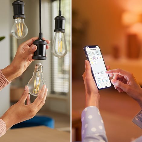 WiZ Smart LED Žárovka Filament čirá 7 W (ekv. 60 W) 806lm 2700-6500K A60 E27 5