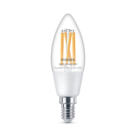 WiZ Smart LED Svíčková žárovka Filament čirá 4,9 W (ekv. 40 W) 470lm C35 E14 2