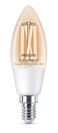 WiZ Smart LED Svíčková žárovka Filament čirá 4,9 W (ekv. 40 W) 470lm C35 E14