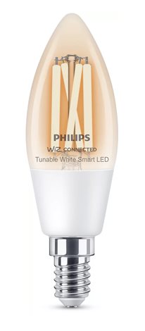 WiZ Smart LED Svíčková žárovka Filament čirá 4,9 W (ekv. 40 W) 470lm C35 E14 1