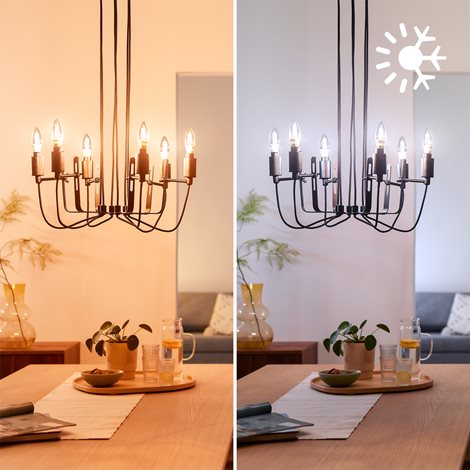 WiZ Smart LED Svíčková žárovka Filament čirá 4,9 W (ekv. 40 W) 470lm C35 E14 6
