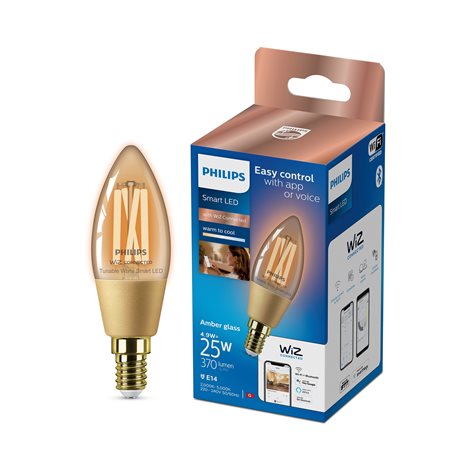 WiZ Smart LED Svíčková žárovka Filament oranžová 4,9 W (ekv. 25 W) 370lm C35 E14 3