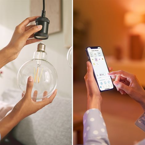 WiZ Smart LED Kulová žárovka Filament čirá 7 W (ekv. 60 W) 806lm 2700-6500K G125 E27 5