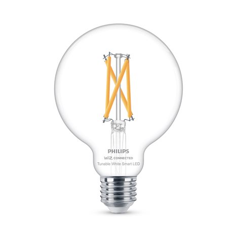 WiZ Smart LED Kulová žárovka Filament čirá 7 W (ekv. 60 W) 806lm 2700-6500K G95 E27 2