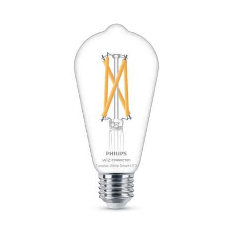WiZ Smart LED Žárovka Filament čirá 7 W (ekv. 60 W) 806lm 2700-6500K ST64 E27 2