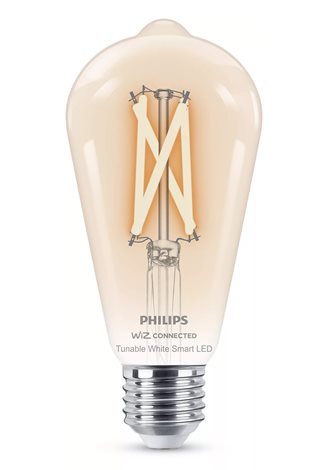 WiZ Smart LED Žárovka Filament čirá 7 W (ekv. 60 W) 806lm 2700-6500K ST64 E27 1