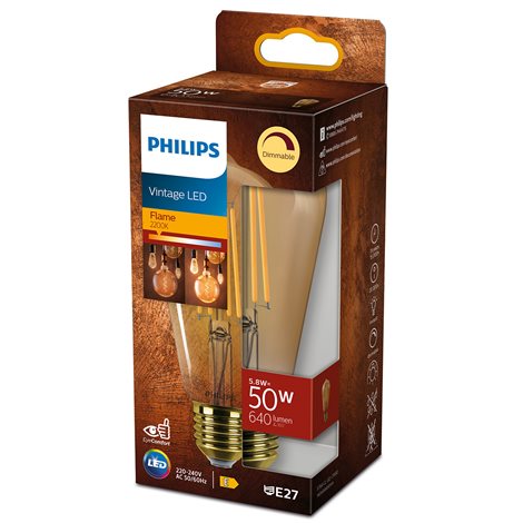 Vintage LED filament žárovka E27 ST64 5,8W 640lm 2200K stmívatelná, zlatá 2