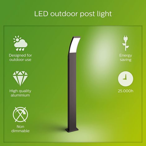 Splay venkovní sloupkové LED svítidlo 1x12W 1200lm 4000K 96cm IP44, antracitové 4