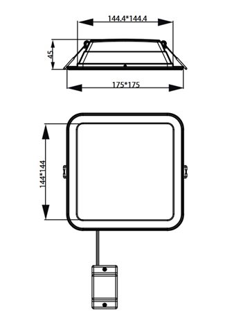 DN065B G4 LED12/840 12W 230V L150 SQ Zapuštěný tenký downlight tvar čtverce, 12W, 1200lm, 4000K 5
