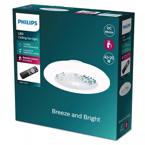 Amigo Stropní svítidlo s ventilátorem 20W+42W, 4400lm, AC 220–240, 2700-4000-6500 K, IP20, bílá 4