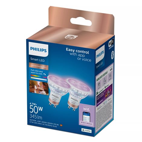 WiZ Smart LED 50W PAR16, 2× GU10 345lm 2200-6500K 4
