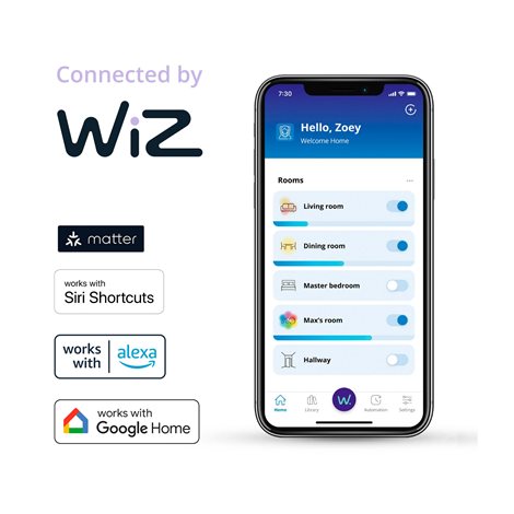 WiZ Smart LED Žárovka Filament čirá 7 W (ekv. 60 W) 806lm 2700-6500K ST64 E27 14