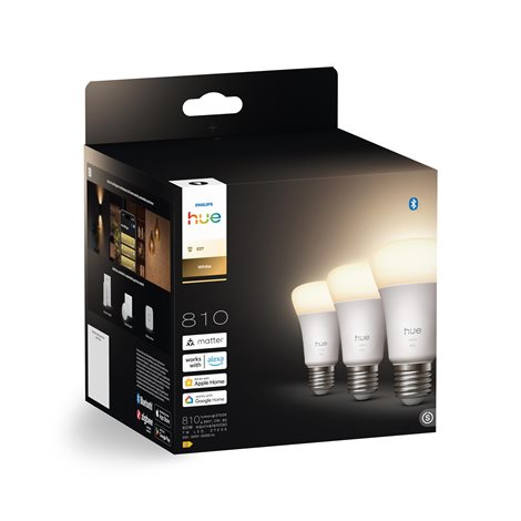 Hue W 810 smart žárovka A60 E27, 7W, 810lm, teplá bílá (3 ks) 7