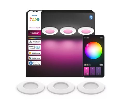 Hue LED Slim vestavné svítidlo S, nastavitelná bílá, 3 ks, bílá 2