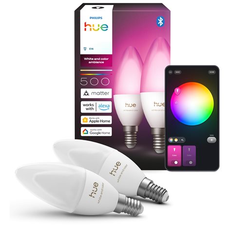 Hue Philips LED žárovka B39 E14, nastavitelná bílá, 2 ks, EU 3