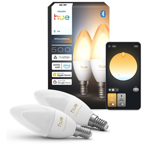Hue Philips LED žárovka B39 E14, nastavitelná bílá, 2 ks, EU 3