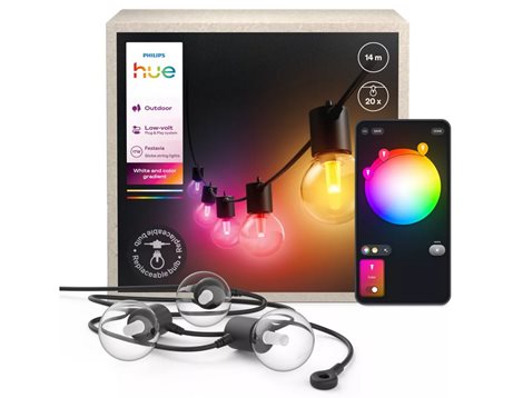 Hue Festavia Globe venkovní řetěz, 14m, 20 žárovek, černý 6