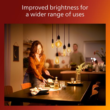 LED filament žárovka E27 A60 7,3 (60W) 806lm 2200K stmívatelná, jantarová 5