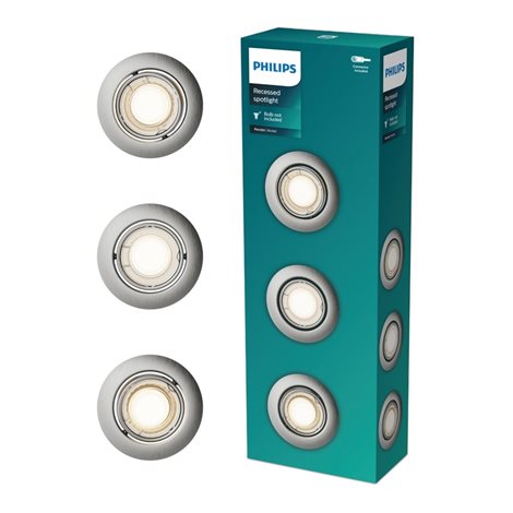 Peridot Rec Kit Rd zapuštěné svítidlo kulaté 7W, AC 220-240, IP20, (3 ks), nikl 2