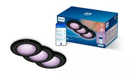 Philips LED bodové svítidlo GU10, sada s RGB žárovkou, černá, 3 režimy