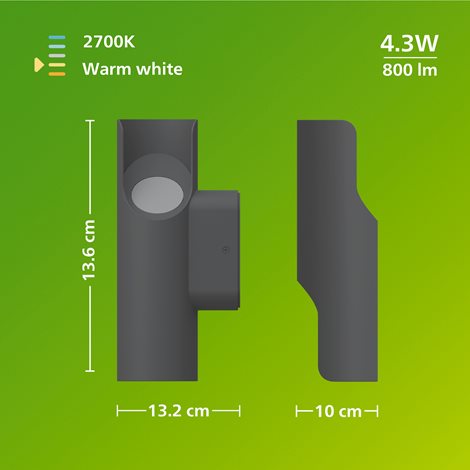Fira nástěnné venkovní svítidlo  4,3W 27K antracit 11