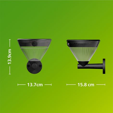 Kyna solární nástěnná zahradní lampa 3,8W 27K černá se senzorem 11