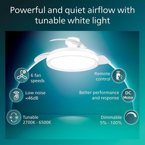 Bliss DC stropní ventilátor a svítidlo 28W+35W bílý 3