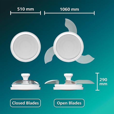 Bliss DC stropní ventilátor a svítidlo 28W+35W bílý 10