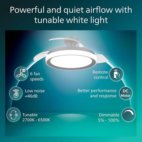 Bliss DC stropní ventilátor a svítidlo 28W+35W černý 3