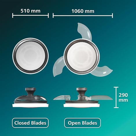 Bliss DC stropní ventilátor a svítidlo 28W+35W černý 10